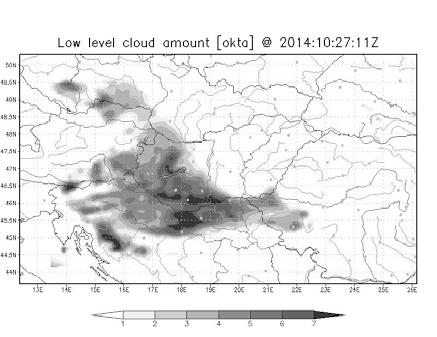 98 Vezetés, felkészítés HSz 2016/1. 10. ábra Alacsony szintű felhőzet előrejelzése Forrás: http://meteor24.elte.hu/wrf/ (Letöltés időpontja: 2014. 10. 20.) 11.
