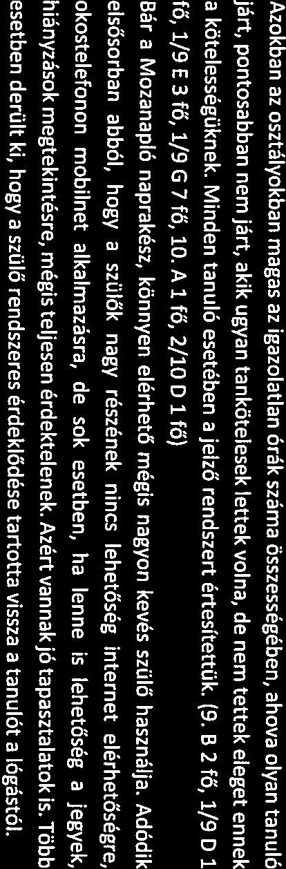 I = 2500 Igzolt hiányzások osztályonként 2000 1300 ic:o1fl h11il1i11fl1i11i tj 0w fl o C félév II félév Igzoltln