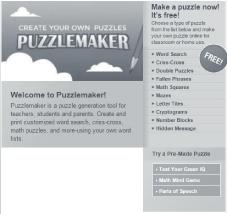 Infokommunikációs lehetőségek a kisgyermekkori idegennyelv-fejlesztésben 2. kép: English for kids (http://www.english-4kids.com/) és Puzzlemaker (http://www. discoveryeducation.