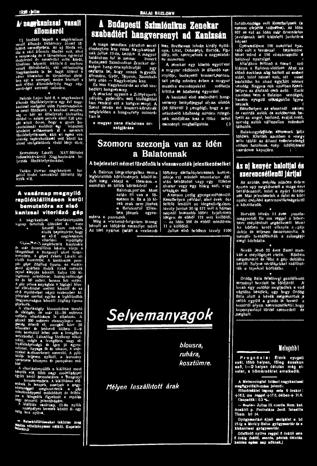 1938 Hm A nagykanizsai vasalt állomásról Uj főnököt kapott a nagykanizsai vasúti állomás Fehérváry Józseí lő- Intéző személyében. Az uj főnök ed.