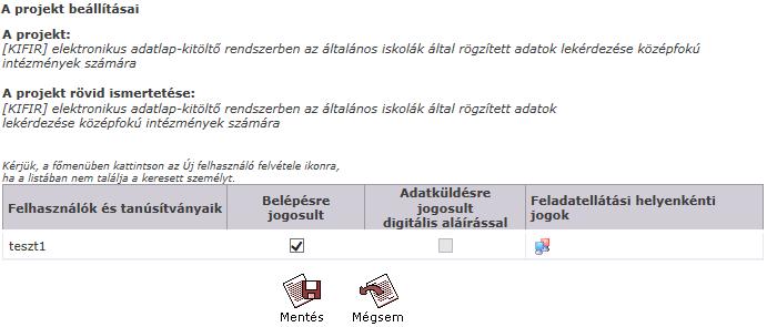 Feladatellátási helyenkénti jogok kiosztása A jelentkezések adatainak megtekintése és lekérdezése feladatellátási helyenként történik, ezért feladatellátási hely szintű jogosultságot kell beállítani