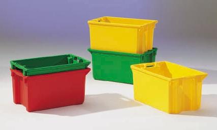 Elfordítva egymásba tehetõ dobozok Fix-Box 603 Polipropilén, nyitott fogantyúval a homlokoldalakon, fedél