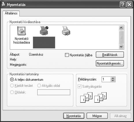 Nyomtatás fájlba (PRN) Előfordulhat, hogy fájlba akarja menteni a nyomtatandó adatokat. Fájl létrehozása: 1 Jelölje be a Nyomtatás fájlba négyzetet a Nyomtatás ablakban.