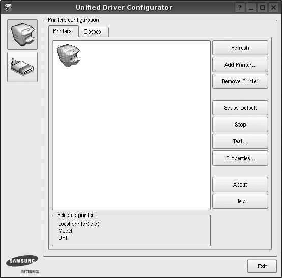 Másik módja ennek, ha az indítómenü ikonjára kattint, és kiválasztja a Samsung Unified Driver, majd a Unified Driver Configurator lehetőséget.