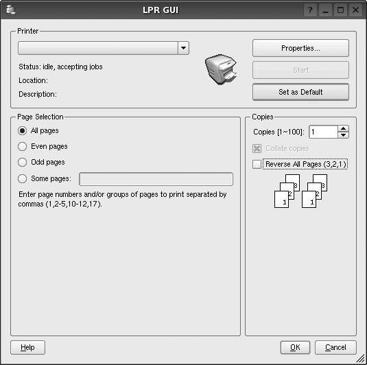 Dokumentum nyomtatása Nyomtatás alkalmazásból A Common UNIX Printing System (Egységes UNIX alapú nyomtatási rendszer, CUPS) használatának köszönhetően számos Linuxalkalmazásból lehetséges a nyomtatás.