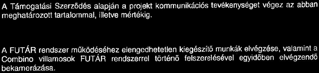 Projekthez kapcsolódó kommunikációs feladatok: A Támogatási Szerződés alapján a projekt kommunikációs