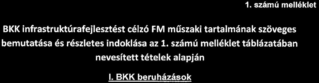 1. számú melléklet BKK infrastruktúrafejlesztést célzó FM műszaki tartalmának szöveges bemutatása és részletes indoklása az 1. számú melléklet táblázatában nevesített tételek alapján 1.