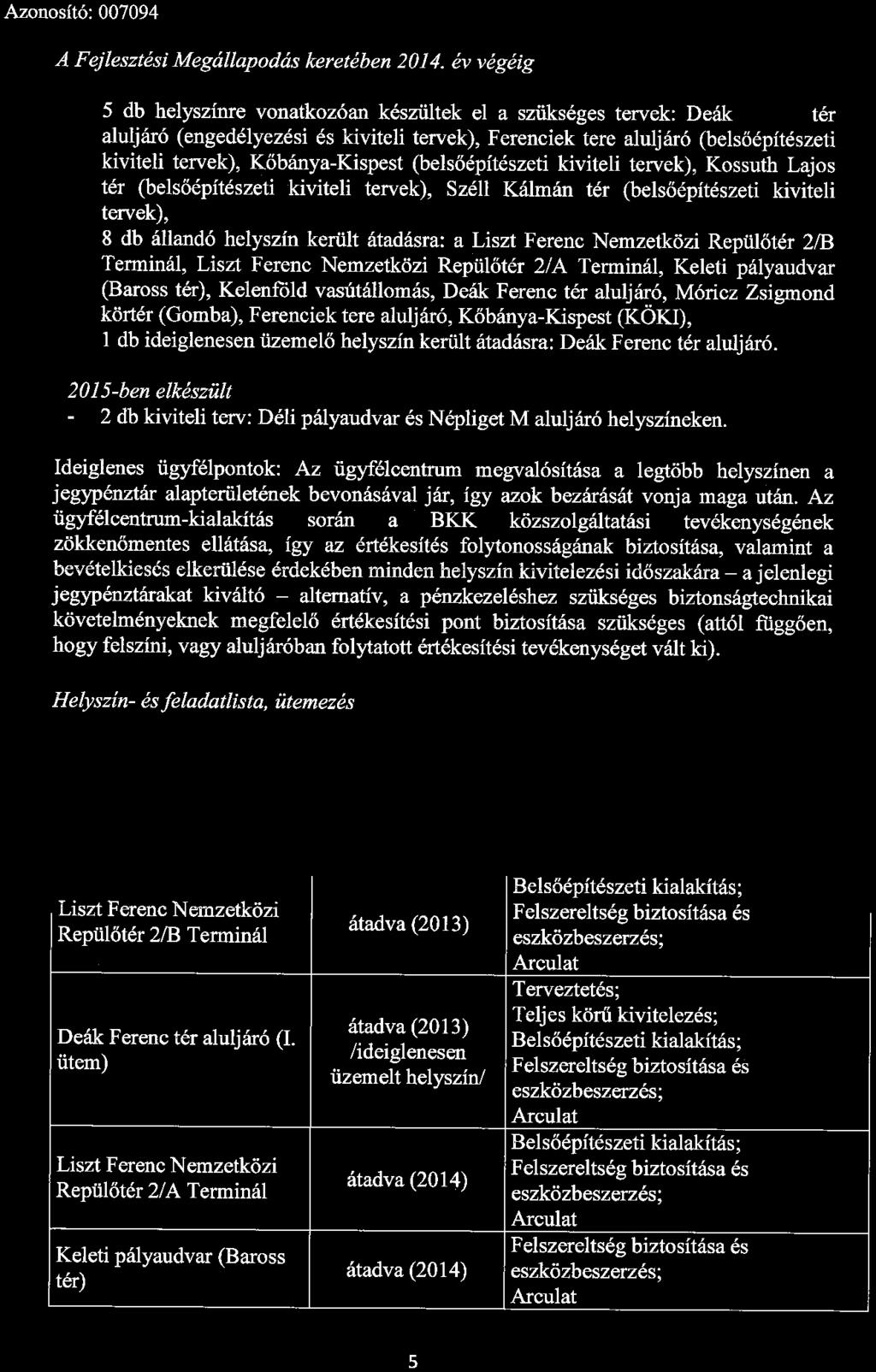 Azonosító: 007094 s A Fejlesztési Megállapodás keretében 2014.
