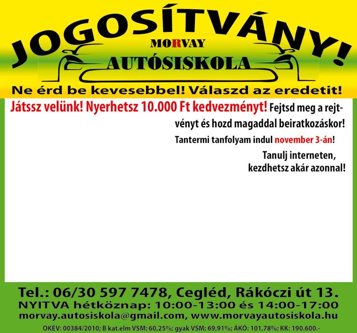 www. dpmsz. hu 7 I N G A T L A N CEGLÉDEN Oroszlán utca 31. sz. ingatlan eladó. 06-30/425-7189 CEGLÉDEN különbejáratú házrész eladó. Érdeklődni: 06-20/453-7043 (18.00-20.