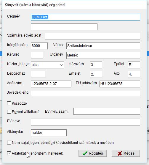 2. Az első indulás A program indítása a Start menüből, vagy az ikonról történik. Az első indításkor a program azt kéri, hogy legalább 1 céget vigyen be (demo üzemmódban 1 céget engedélyez a rendszer).