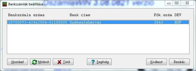 2.3 Alapbeállítások Mielőtt a programot használatba veszi, több beállítást el kell végeznie. 2.3.1 Bankszámlák megadása A program több bankszámlát is tud kezelni.