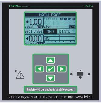 DcRG 8 fázisjavító automatika 8 beépített relés kimenet 4 bővíthető modul hely Grafikus LCD kijelző háttérvilágítással KIF és