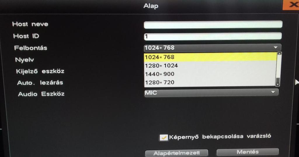 Ilyenkor egy Full HD (1920x1080) monitor használatával be kell állítani a megfelelő felbontást a rögzítőn a Beállítás Kezelés