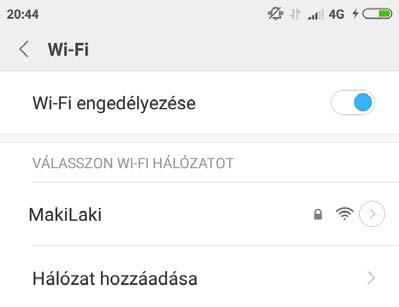 WIFI BEÁLLÍTÁSA 1. Menjen a BEÁLLÍTÁSOK / WIFI menübe. 2. Kapcsolja be a WiFi funkciót. 3. A megjelenő hálózatok közül válassza ki, melyikhez kíván csatlakozni.