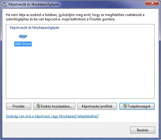 Használat előtti előkészületek A WIA illesztőprogram beállítása (Windows Vista, Windows Server 2008 és Windows 7) Regisztrálja a készüléket a WIA illesztőprogram számára.