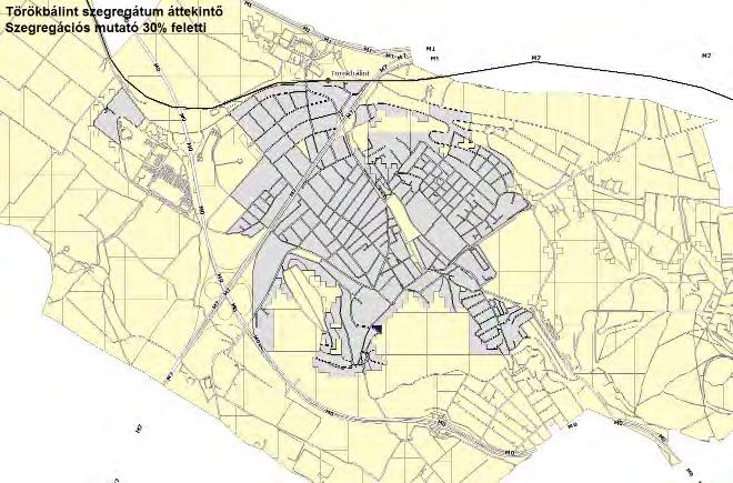 T13. ábra: Törökbálint szegregátum áttekintő (2011) Forrás: KSH adatszolgáltatás Törökbálint aktív korú népességének (15-59 év között) 35%-a nem rendelkezik rendszeres munkajövedelemmel. (T13.
