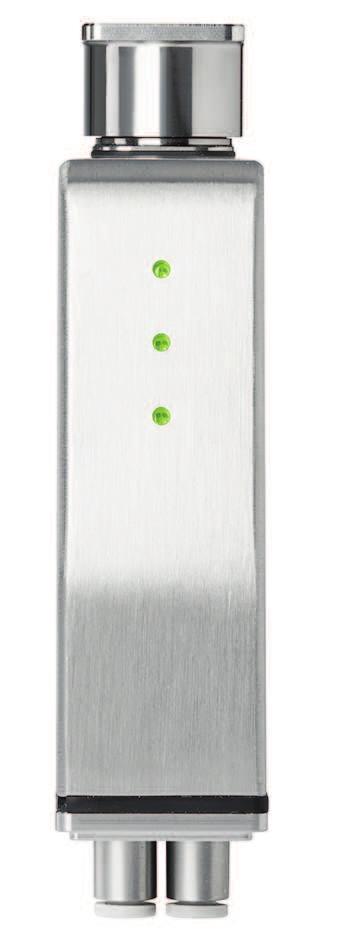 dugó lemosási funkcióra 10 3 x M5 menetes furat, 6 mm mély, a mérőmodul támasztóplatformra való szereléséhez 11 Alaplemez-tömítés az alaplemez támasztóplatformra való szigeteléséhez Státusz LED-ek 15