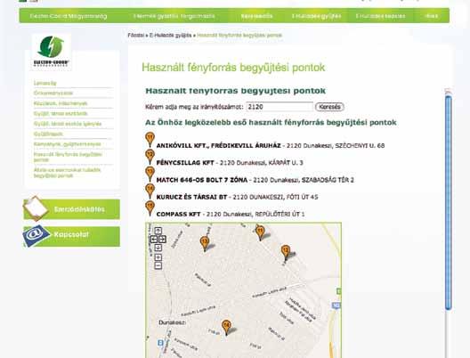 hu), majd válasszuk ki a Használtfényforrás-begyûjtési pontok