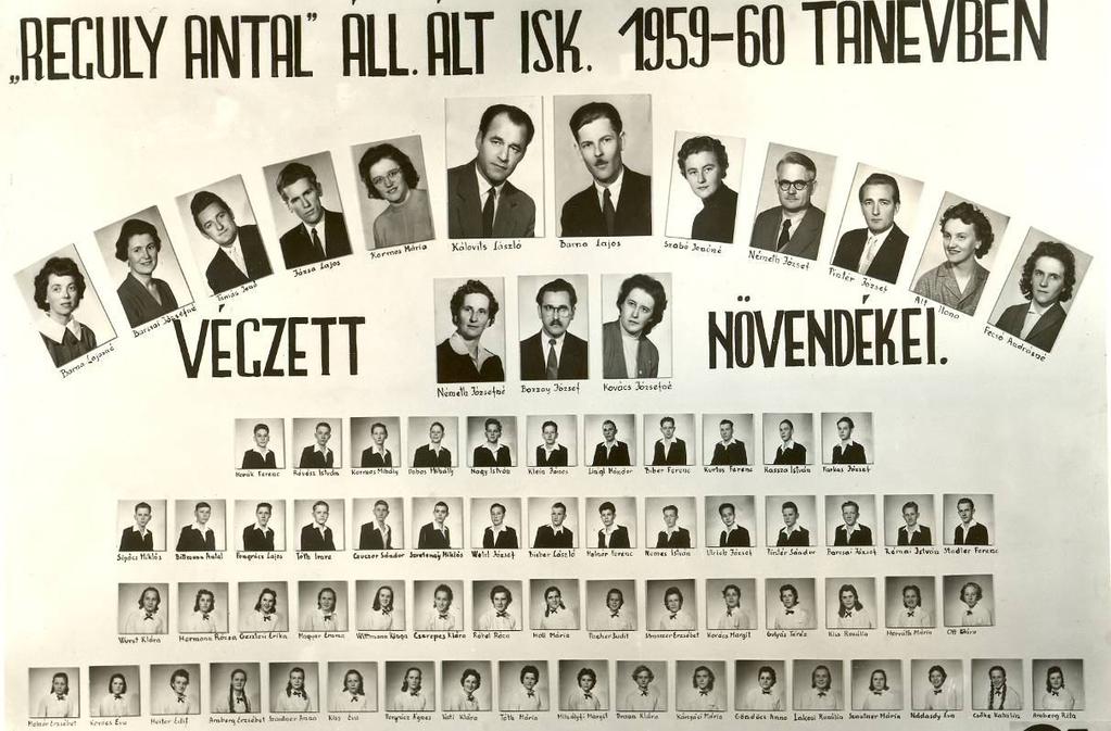 1959-1960 Reguly iskola végzős diákjai 8.a. Barcsay József Benefi Pál Biebe
