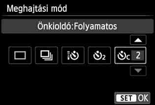 oldal). l: 2 másodperces önkioldó (142. oldal) q: 10 másodperces önkioldó és sorozatfelvétel A <V> gomb megnyomásával adja meg az önkioldó használatával készítendő felvételek számát (2 10).