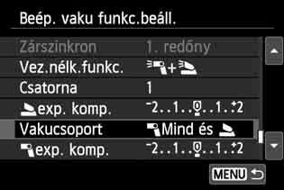 Ha módosítja a [Vakucsoport] beállítást, a beépített vakuval kiegészített több Speedlite vaku használatával különféle vezeték nélküli vakubeállításokkal fényképezhet.