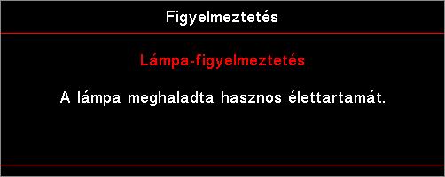 FÜGGELÉKEK Lámpacsere A kivetítő automatikusan érzékeli a lámpa élettartamát. Amikor a lámpa élettartamának vége felé közeledik, megjelenik egy figyelmeztető üzenet.