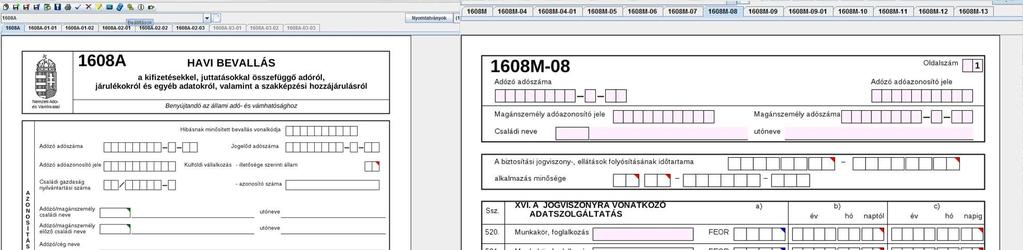 Foglalkoztatotti és járulék bevallás adatok A bevallás
