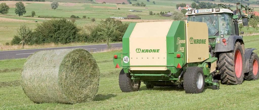 Megfelelő csomagolás kiváló bálaforma A KRONE Round Pack körbálázó képes a bálák dupla zsineges kötésére, illetve a hálóba csomagolásra egyaránt.