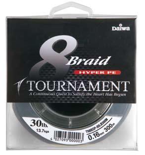 DAIWA fonott zsinórok TOURNAMENT 8 BRAID Új fonott zsinór a DAIWA-tól - made in Japan. A TOURNAMENT 8 Braid olyan első osztályú japán körszövött fonott zsinór, melyet 8 önálló szálból fonnak.