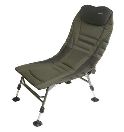 Chaises Daiwa Infinity INFINITY alumínium bojlis szék Nagyon széles és könnyű alumínium pontyos horgász-szék állítható háttámlával és párnázott neoprén fejtámlával.