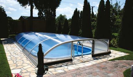 XIX. Medencefedések Pool covers COMET KIT alacsony kosárgörbe ívelésű medencefedés 6mm légkamrás polikarbonát üvegezéssel. Eloxált alumínium profil, 4 mm magas sínpálya.