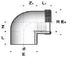 90º D 025 x 3/4" PN6 3/4" 26,3 350 0,03 378 480 C084705 C PVC 90º D 032 x " PN6 " 9, 200 0,05 52 650 C084706 C PVC 90º D 040 x 5/4" PN6
