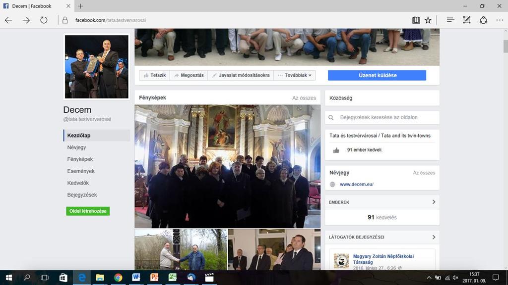 Testvértelepülési kapcsolatok a Facebook-oldalakon