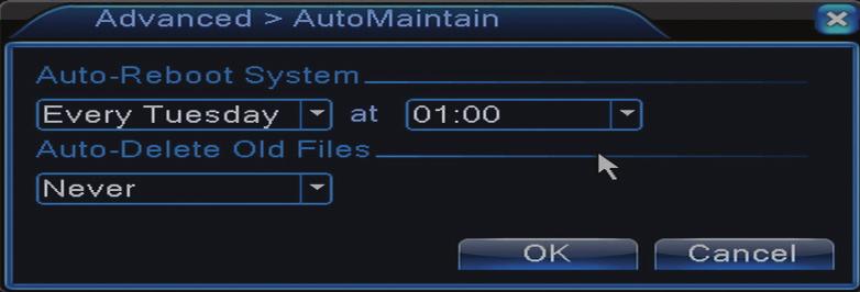 1.4.5 Automatikus karbantartás (Auto maintain) A felhasználó be tudja állítani az időt, hogy automatikusan induljon el a rendszer és a fáljlok automatikus törlésést 1.4.6 A rendszer visszaállítása (Restore) A rendszert vissza lehet állítani a gyári beállításokhoz.