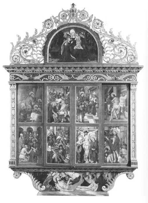 16 Ez és az angyalok figurája, valamint a táblaképek a kortárs európai festészet fővonulatába tartozó délnémet Dunai Iskola nyomát (Altdorfer hatása) és Dürertől eredő hatást mutatnak.