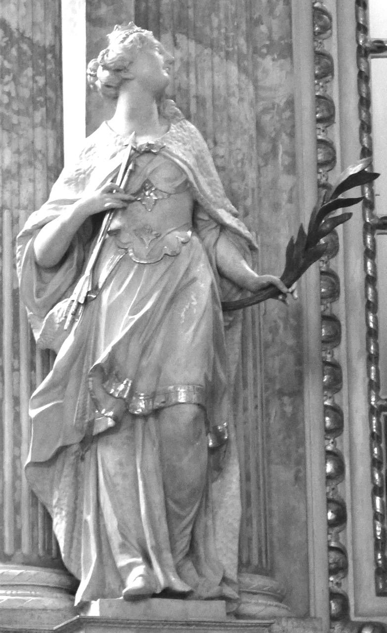 TÜSKÉS ANNA 1. Szent Orsolya. Szobor a főoltáron. Pozsony, orsolyita templom. 18. század. Fotó: Tüskés Anna, 2013. zat alapított Párizsban és másutt.