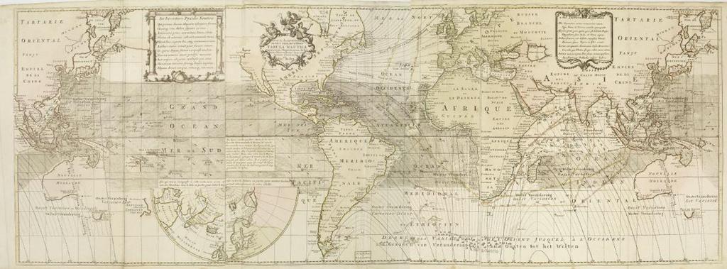 7. A térképek megtervezése 34 19. ábra. Halley 1702-ben kiadott deklinációs világtérképe A XVIII.