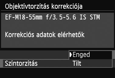 3 Az objektív peremsötétedés-korrekciója / kromatikus aberrációjának javítása A kromatikus aberráció javítása 1 2 Válassza ki a beállítást.