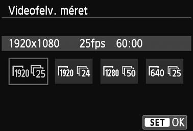 3 A videofelvétel méretének beállítása A [Z1: Videofelv.