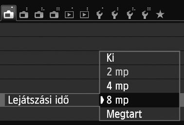 Praktikus funkciók 3 A képmegtekintési id beállítása Módosíthatja, hogy a kép mennyi ideig legyen látható az LCDmonitoron közvetlenül az elkészítést követ en.