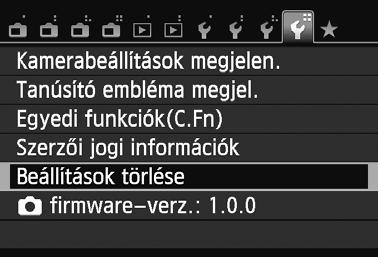 Praktikus funkciók 3 A fényképez gép visszaállítása az alapértékekren Videofelvételi módban, illetve a Kreatív zóna módokban a fényképez gép felvételi és menübeállításai visszaállíthatók az