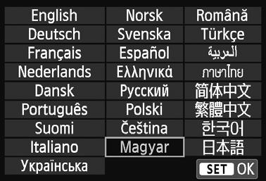 ötödik lehet ség), majd nyomja meg a <Q/0> gombot. Válassza ki a kívánt nyelvet.