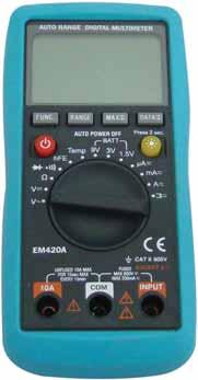 L/33 Digitális multiméter 0-40 C low BATTERY V I Ω C EM420A 3,5 ±(1,2%+5d) ±(3%+10d) ±(1,5%+5d) ±(5%+4d) 1,5