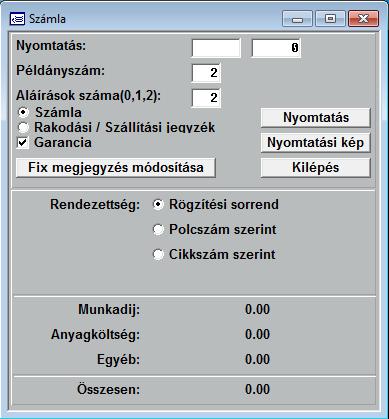 véglegesítéshez a H billentyű megnyomása szükséges. A kijelölt sorokat a program átviszi a módosító számlára negatív előjellel, majd rögzíteni kell a számlán a helyes tétel sorokat.