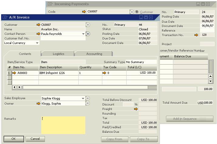 Az SAP Business One 2007 A verziójától kezdve ha egy frissítés után visszavon egy egyeztetést, ez az információ a cégadatbázisban tárolódik, és