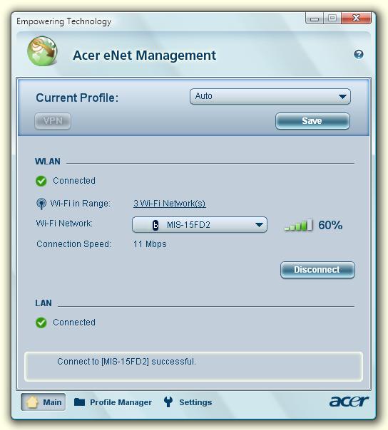 2 Acer enet Management Az Acer enet Management alkalmazásával gyorsan és könnyen csatlakozhat a különféle helyszíneken található vezetékes és vezeték nélküli hálózatokhoz.