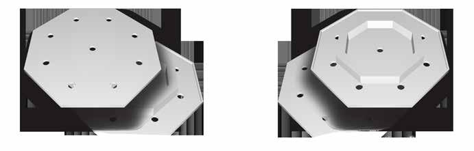 Trapéz elemekbe 4-4db süllyesztett lámpatest helye kivágva, középen félkör spothely kivágás 60mm beépítési átmérővel.