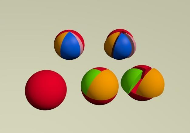 Amennyiben az adat részarányai is fontosak, úgy használható osztott vagy robbantott gömbdiagram, ahogy a 2D-s ábrázolás esetén is alkalmazott (12. ábra).