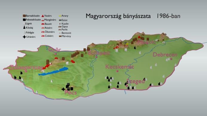 3.4.1 3D-s tematikus térképek Jelmódszer: A jelmódszer során alkalmazható 3D-s geometriai jeleket a Magyarország bányászatának változása című térképen használom. A 60.