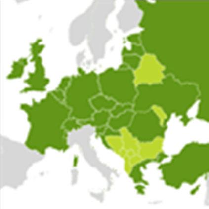 lefedve: Bulgária (60%), Ciprus (83%), Montenegró (90%), Oroszország (60%), Szerbia (90%), Törökország (86%) és Ukrajna (44%).